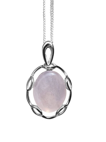 Gossamer Rose Quartz Silver Pendant and Chain