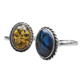 Braided Paua Shell Silver Ring