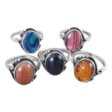 Organic Amber and Mother of Pearl Silver Rings
