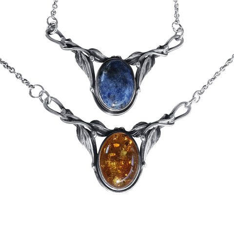 Sodalite Oxidised Silver Caprea Necklace