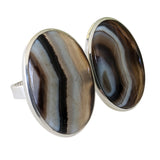 Gaborone Botswana Agate Silver Rings