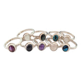 Halo Silver Gemstone Ring