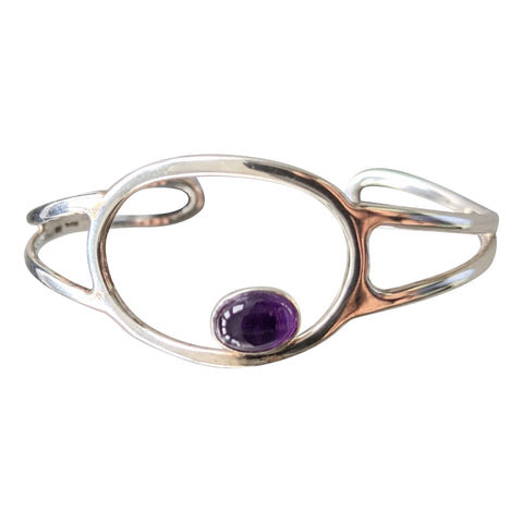 Vesta Amethyst Silver Cuff Bangle