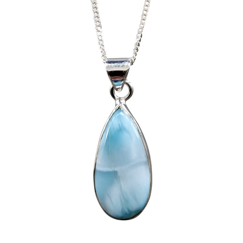 Marine Larimar Siver Pendant and Chain
