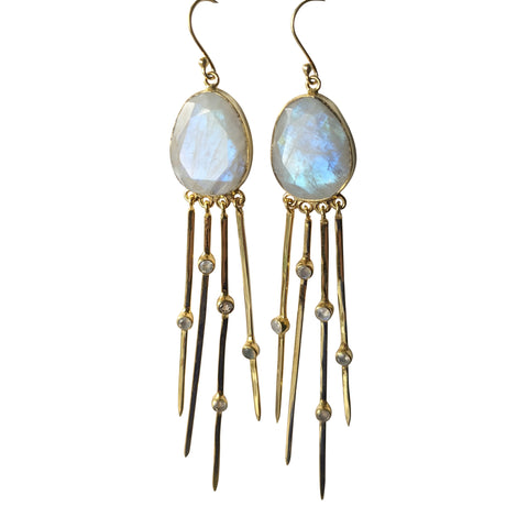 Gold Plated Silver Moonstone Earrings