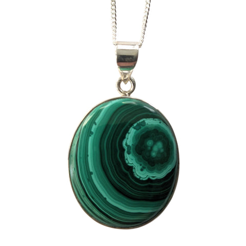 Curling Malachite Siiver pendant and Chain