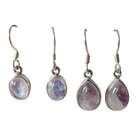 Pink Moonstone Silver Earrings