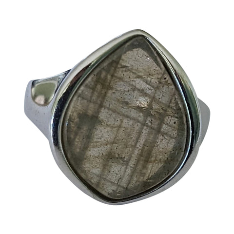 Grey Labradorite Silver Ring