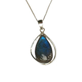 Inuit Labradorite Silver Pendant and Chain