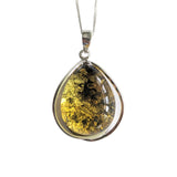 Elektri Golden Amber Silver Pendant and Chain