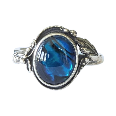 Blue Paua Shell Foliage Ring