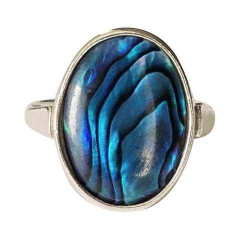 Oceanic Blue Paua Shell Silver Rings