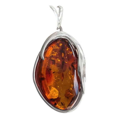Mithras Amber Silver Pendant and Chain