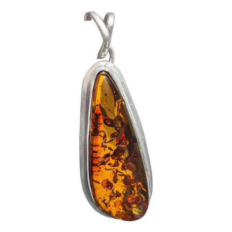 Solis Amber Silver Pendant and Chain