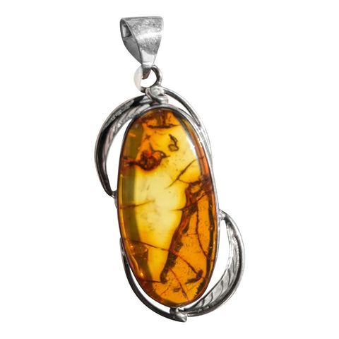 Exquisite Amber Silver Pendant