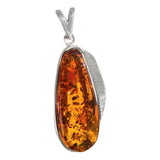 Glowing Amber Silver Pendant and Chain
