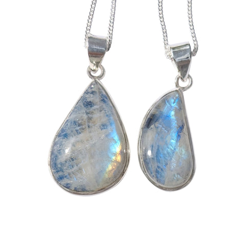 Marama Blue Moonstone Silver Pendant and Chain