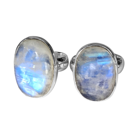 Mwezi Blue Moonstone Silver Rings