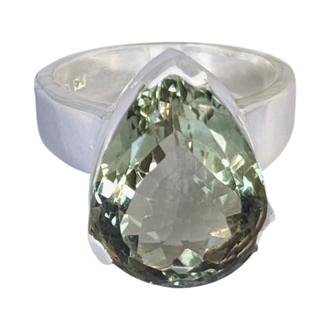 Kijani Faceted Green Amethyst Silver Ring