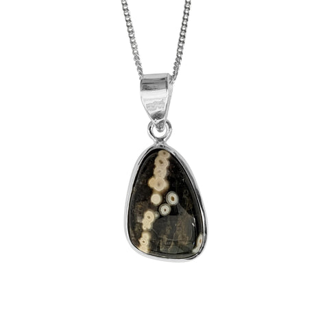 Shio Ocean Jasper Silver Pendant and Chain