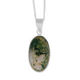 Koke Moss Agate Silver Pendant and Chain