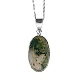 Koke Moss Agate Silver Pendant and Chain
