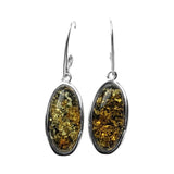 Kalikala Green Amber Silver Earrings
