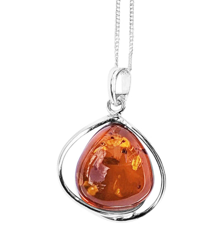 Resini Amber Silver Pendant and Chain