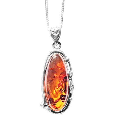 Candentis Amber Silver Pendant and Chain