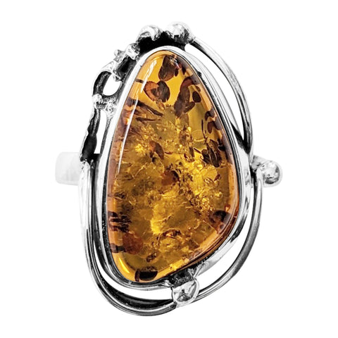 Anaana Amber Silver Ring
