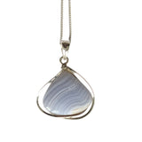Uleyisi Blue Lace Agate Silver Pendant and Chain