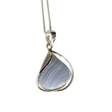 Uleyisi Blue Lace Agate Silver Pendant and Chain