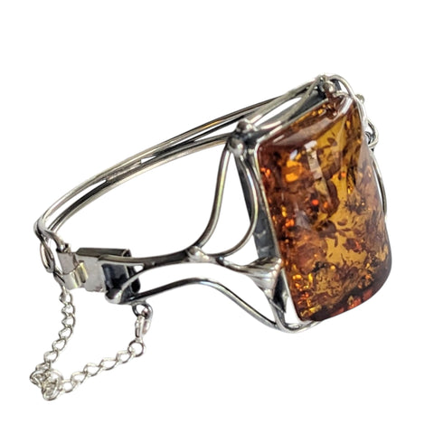 Kipaji Amber Silver Bangle
