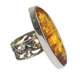 Kirithra Amber Silver Ring
