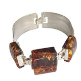 Triple Oblong Amber Silver Bracelet