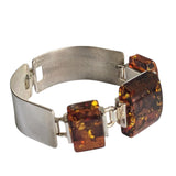 Triple Oblong Amber Silver Bracelet