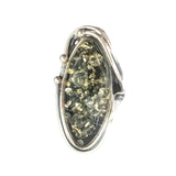 Arbour Green Amber Silver Ring