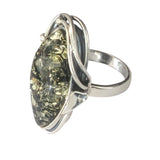 Arbour Green Amber Silver Ring