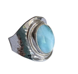 Larimar Silver Hammered Ring