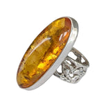 Elaborate Amber Silver Ring