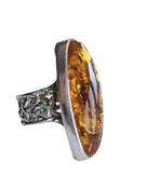 Elaborate Amber Silver Ring