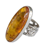 Elaborate Amber Silver Ring