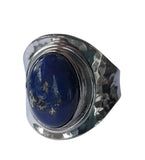 Lapis Lazuli Hammered Silver Ring