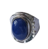Lapis Lazuli Hammered Silver Ring