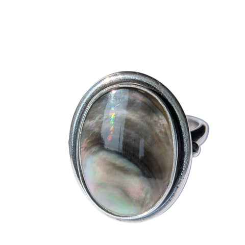 Orbit Paua Shell or Jade Silver Rings