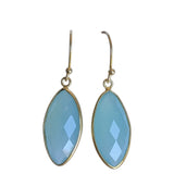 Aqua Agate Silver Gold Plated Earrings