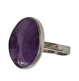 Vivid Amethyst Silver Oval  Ring