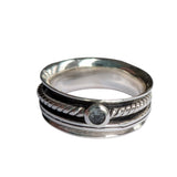 Serene Blue Topaz  Silver Spinning Ring