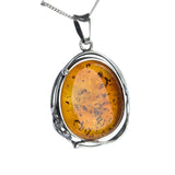 Lustri Amber Silver Pendant and Chain