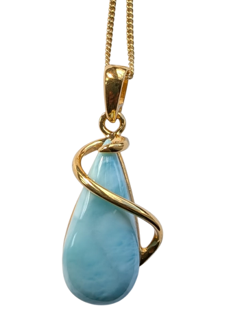 Oram Larimar silver 9ct gold plated Pendant and Chain